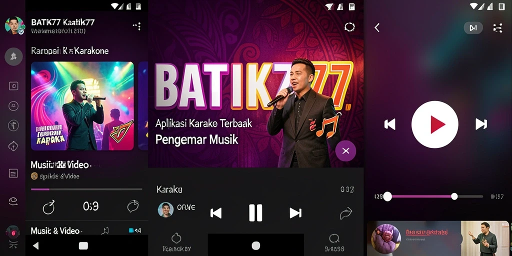 Antarmuka BATIK77 dengan fungsi Karaoke yang menarik dan intuitif.