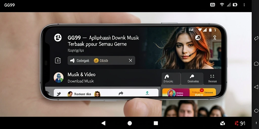 Antarmuka aplikasi GG99 dengan fungsi Download Musik yang intuitif.