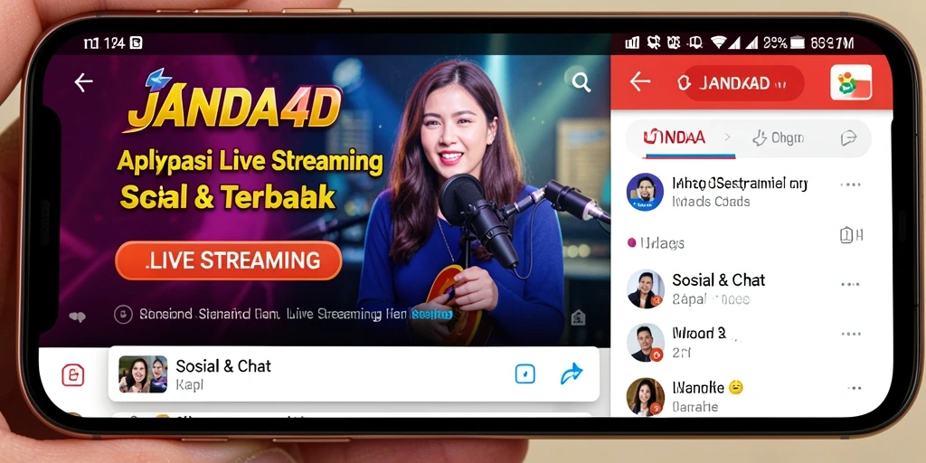Antarmuka aplikasi JANDA4D dengan fitur Live Streaming yang menarik.