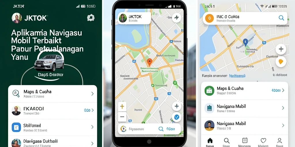 Antarmuka aplikasi JKTOK yang intuitif dan canggih untuk navigasi mobil.