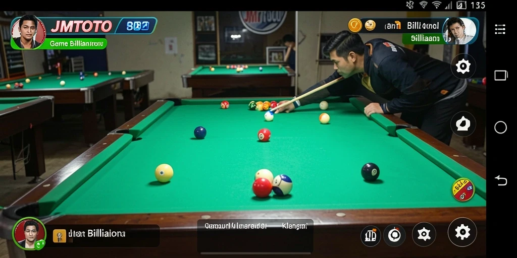 Tampilan menarik antarmuka JMTOTO saat bermain billiard.