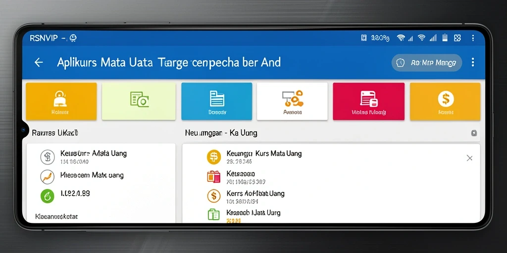 Tampilan antarmuka utama aplikasi RSNVIP untuk kurs mata uang.