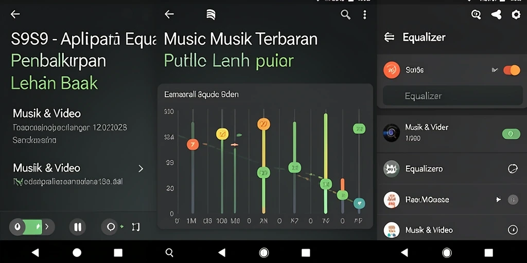 Tampilan antarmuka aplikasi S9S9 dengan fitur equalizer lengkap.