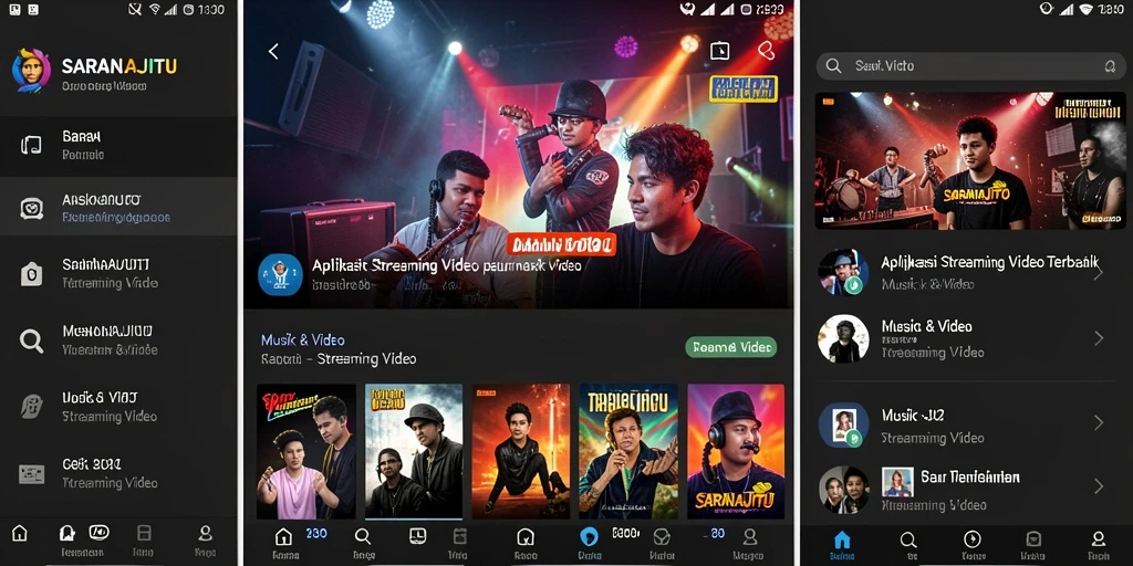 Tampilan antarmuka aplikasi SARANAJITU untuk menonton video streaming.