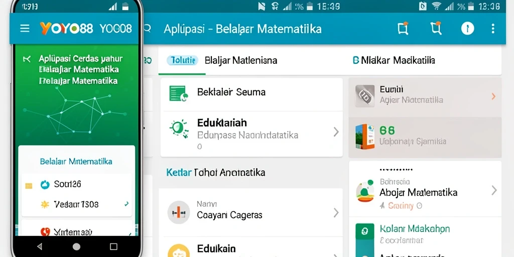 Tampilan antarmuka pengguna aplikasi YOYO88 untuk belajar matematika.